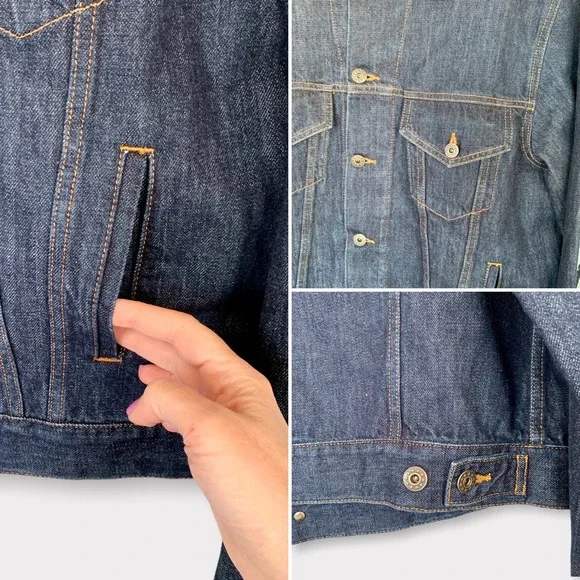 Faith Connexion Graphic Print Denim Jacket Blue Size Large